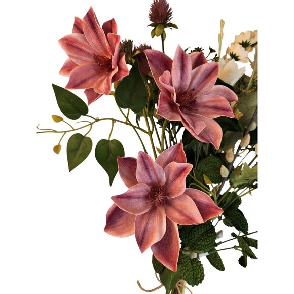 Artificial Mixed Flower Bouquet With Clematis Daisies & Thistle - 6 Stems 20" Ta - Picture 3 of 12